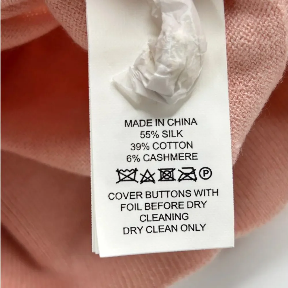 Kate Spade Silk Blend Cardigan Blush Gold Tone Gem Buttons Women Medium